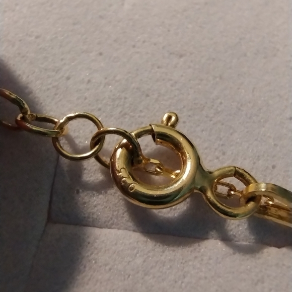 17.5" 925 Italy Gold overlay Necklace with 5 stones - Picture 11 of 13